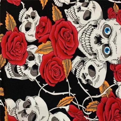 China Skull Rose Viable Cotton Fabrics 100% digital fabrics for clothing for sale