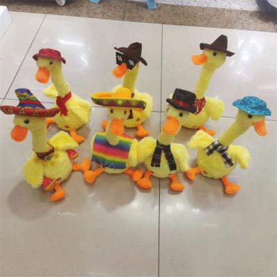 China Wholesale Plush Toy Singing Dance Recording Rehearsing Duck Animal Plush Toys Electric Doll with Mexico Clothing for Kids Gifts for sale