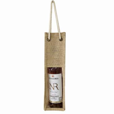 China Custom Handled Jute Gift Bag Printed Jute Tote Bag Small Bottle Jute Wine Shopping Bag for sale