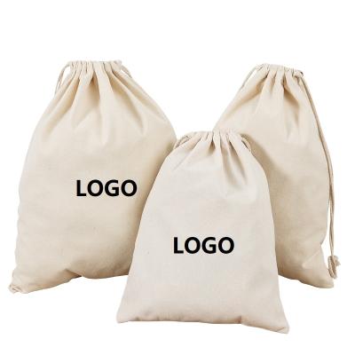 China Promotional Eco-Friendly Gift Canvas Cotton Fabric Eco-Friendly Reusable Drawstring Bag With Logo for sale