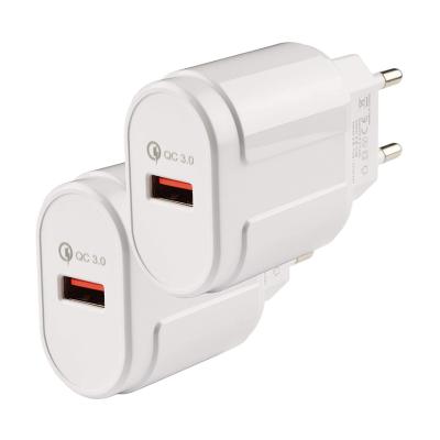 China 18W wall charger qc3.0 smart quick charging 3.0 mobile phone USB fast charger mobile phone fast charging usb charger for sale