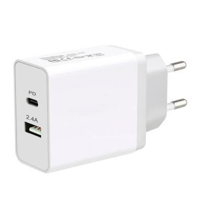 China Type-C Multi Port USB Wall Travel Charger Adapter Mobile Phone 18W QC 3.0+2.4A QC 3.0+2.4A Adapter Chargers for sale