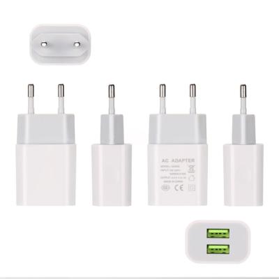 China White Wall Dual Port Charger Mobile Phone 5V 2A USB Plug EU/US/AU Travel Power Fast Charging Adapter for sale