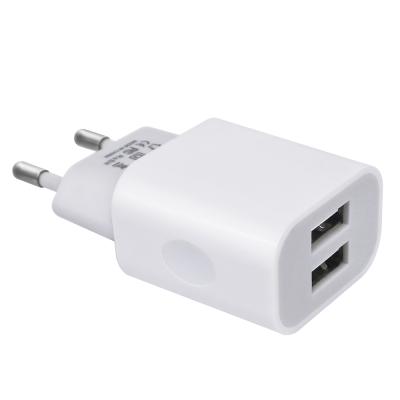 China White Dual Port Phone EU 2A Plug Dual Ports Dual USB Wall Charger Adapter For Tables Smart Phone Universal for sale