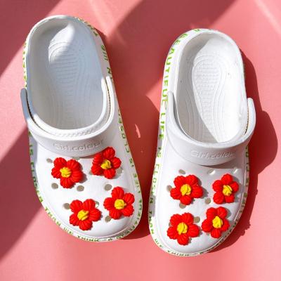 China New Cute Shoe Ornaments Shape PVC Luxury Children's Shoes Flower Couples Children's Flower Pattern Shoe Decoration Accessories for sale