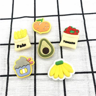 China China factory wholesale cute fruit patter flower shoe accessories slpper sandals shoe charms PVC rubber shoe decoration for kid for sale