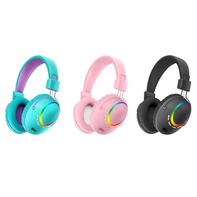 China Bass Fashion Colorful Wireless Foldable Overhead Headphone RGB Gaming Powerful Stereo Nomad Computer Headset With Led Lighting for sale