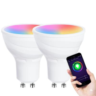 China Modern hot sale TUYA SMART LED light bulbs WIFI APP control GU10 5W 400lm RGB+W colorful dimmable function home for sale