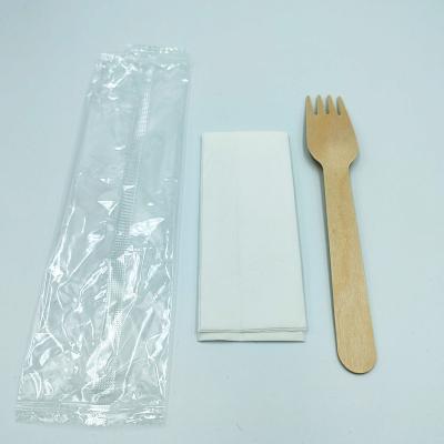 China Eco - Friendly Disposable Eco - Friendly Cutlery Set 160mm Fork Wooden Napkin for sale