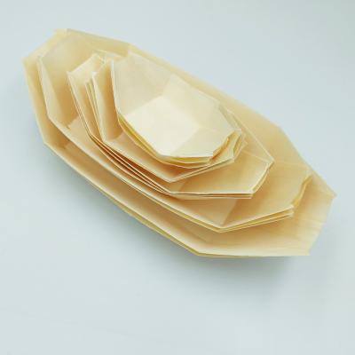 China Eco - Friendly Japanese Food Storage Container Sushi Tray Wooden Boats for sale