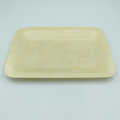 China Cheap Disposable Wooden Dishes Wholesale Disposable The Log Tray Wooden Plate for sale