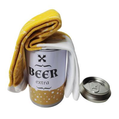 China Regular Unique Design Beer Can Packaging Breathable Business Unisex Colorful Socks For Women for sale