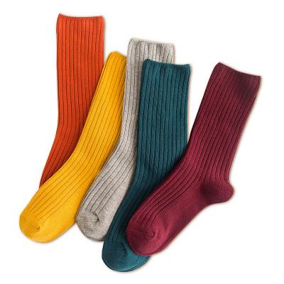 China Double Needle Cotton Breathable Custom Plain Colored Dress Soft Comfortable Crew Socks For Women for sale