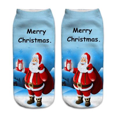 China New Breathable Design 3d Printed Cartoon Christmas Pattern Funny Novelty Knitted Women Socks for sale