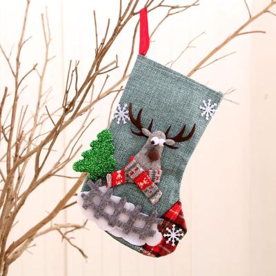 China Flannel Wholesale Novelty Gift Hanging Animal Knitted Candy Bag Christmas Decoration Socks for sale