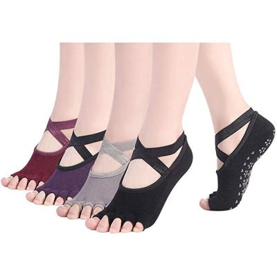 China QUICK DRY Custom Logo Women Yoga Pilates Hogs Pilates Five-toed Yoga Hogs Non-Slip Spots Yoga Socks for sale