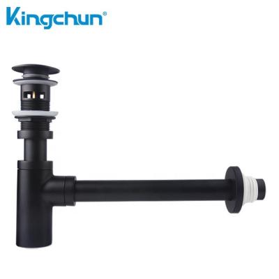 China Push Down Hose 2019 Popular Automatic Bath Sink Drains Basin For Bottle Bronze Black Trap Brass Round Siphon for sale