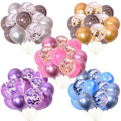 China 12 Inch Metal Agate Glitter Balloon Gift Toy Set Model Birthday Holiday Party Marble Decoration for sale