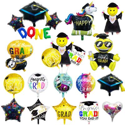 China Toy Party Decoration Graduation Balloons Smiley Cartoon Foil Balloons Graduation Party Promotional Set for sale