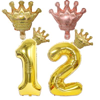 China Party Gold Foil Crown Balloons Balloon Party Decoration Gold Crown Foil Balloons for sale