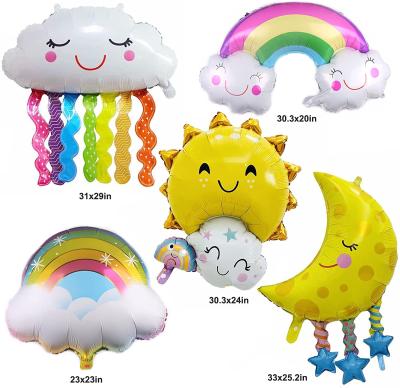 China Wholesale Promotional Toy New Rainbow Family Moon Aluminum Foil Balloon Baby Birthday Decoration Balloon Pendant for sale