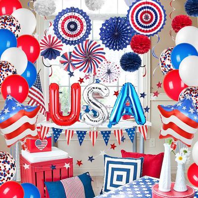 China American Spiral Flag Party Independence Day Foil Balloon Set Party Background Wall Hanging Decoration for sale