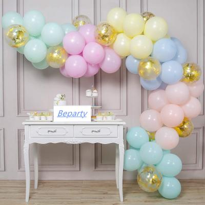 China Gift Toy 70 Pcs Pastel Macaroon Balloons 12 Inch Gold Confetti Balloons For Birthday Party Decoration Pastel Supplies for sale