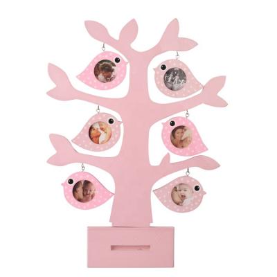 China Home Decoration Tree Shape Photo Frame 6 Wooden Photos Picture Wooden Tree Shape Photo Frame for sale