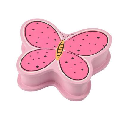 China MDF Wooden Jewelry Box Wooden Butterfly Shaped Pink Wooden Box Storage Butterfly Box for sale