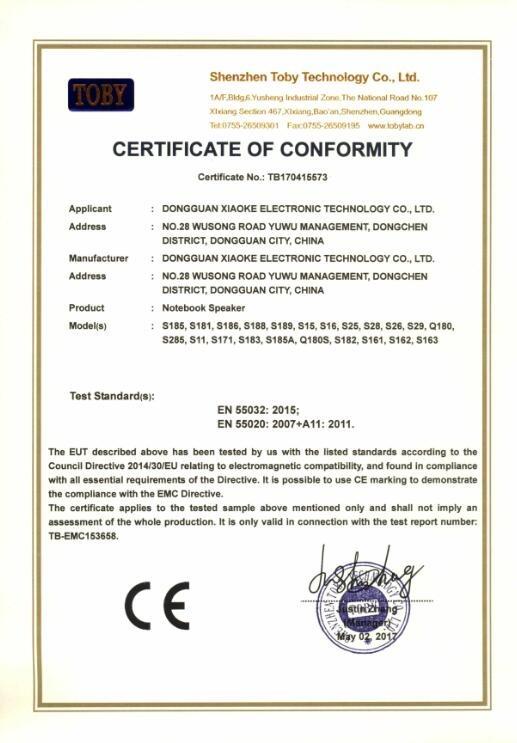 CE - Dongguan Xiaoke Electronic Technology Co., Ltd.