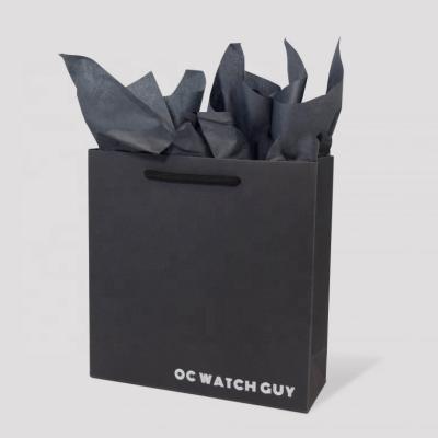 China GraceSmart Recyclable Custom Black Kraft Fashion Gift Shopping Paper Bags for sale