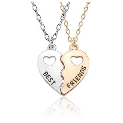 China TRENDY Best Friend Hollow Necklace Fashion Stainless Steel Love Broken Heart Forever Pendant Necklace for sale