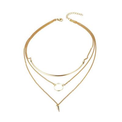 China TRENDY Women's Fashion Delicate Gold Plated 3 Layered Stainless Steel Multi Strand Choker Chain Necklaces for sale