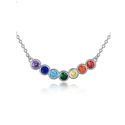 China Stainless Steel Crystal Zircon Yoga Jewelry Colorful Yoga Women Chakra Necklace for sale