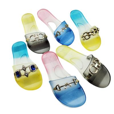 China 2021 Anti-odor Fashion Women's Jelly Sandals Ladies Flat Beach Shoes Luxury Accessories Jelly Slippers for sale