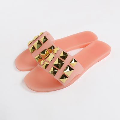 China CUSHIONING 2021 new hot sale jelly sandals can be customized rivet soft bottom ladies freeze slippers for sale