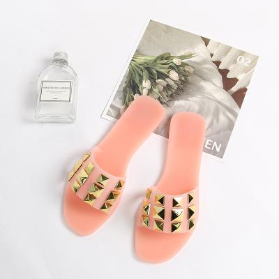 China Luxury Fashion CUSHIONING Can Be Customized Pink Jelly Slippers Jelly Slippers Women's Flat Comfortable Sandals for sale