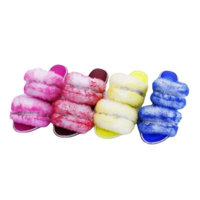 China CUSHIONING 2021 New Rabbit Fur Slippers Jelly Open Toe Sequined Ladies Casual Home Slippers for sale