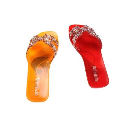 China New Fashion 2021 Trend Fashion Jelly Sandals Women's Crystal Shiny Hot Outdoor Beach Shoes Jelly Slippers for sale