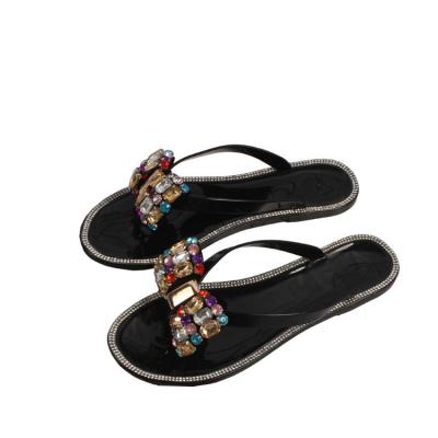 China CUSHIONING 2021 New Summer Style Ladies Diamond Jelly Sandals Butterfly Fruit Jelly Crystal Flip Flops for sale