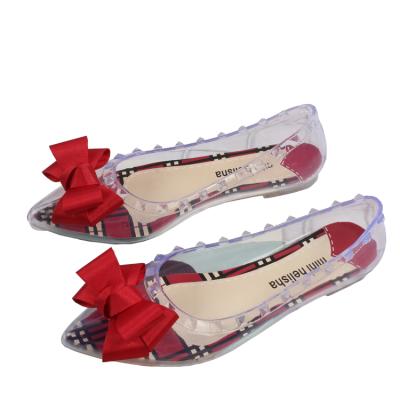 China New Jelly Women's Slippers Crystal Sandals Fashion Trend Bowknot Outdoor Flat Pointed Shoes Sandals for sale