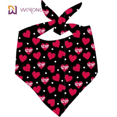 China Valentines Day Pet Bandana Double Cotton Triangle Scarf Pet Holiday Bib Set for sale