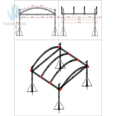 China Used church equipment lowes truss aluminum 40x30x20 ft large stage concert arch roof truss wing pa aluminum truss and stage curved truss system for sale