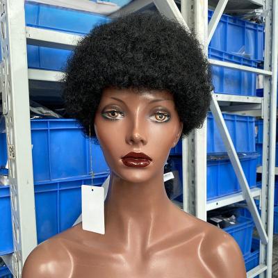 China Colored Women 100% Curly Bob Human Hair Wig Afro Pixie Cut Machine Wig For Short Brazilian Curly Afro Hair Wigs for sale