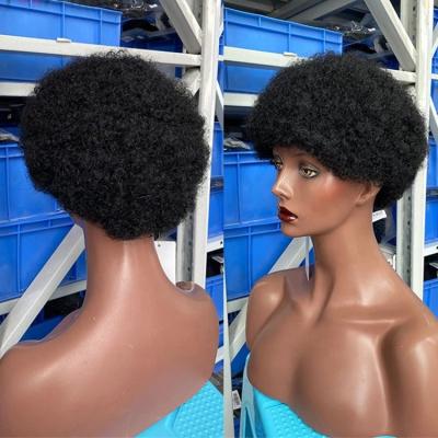 China Wholesale Price Brazilian Curly Hair 100% Short Afro Bob Human Hair Wig Afro Pixie Cut Machine Kinky Curly Wig for sale