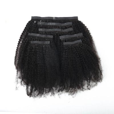 China Cuticle Aligned Straight Hair Afro Curly Hair 4B4C Clip Ins Curly Hair Clip Ins Seamless Curly Hair PU Clip Ins Seamless Cuticle Free Extensions For Women for sale