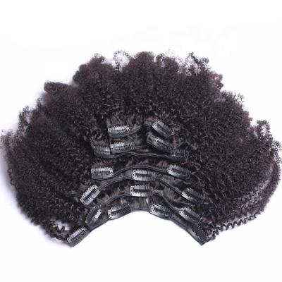 China Wholesale Black Color Afro Kinky Curly Clip Ins Curly Hair Extension 100% Curly 4b 4c Clip Ins for sale