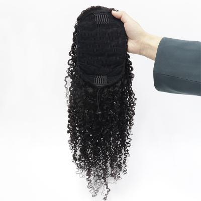 China Brazilian Curly Hair Extensions Afro Curly Body Wave Ponytail 18inch Curly Hair Ponytails for sale