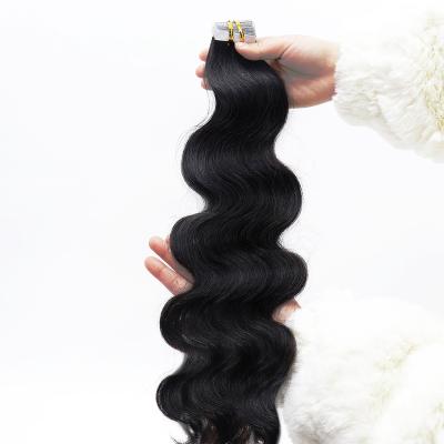 China Popular High Quality Body Wave 150% Density Real Hair Natural Black Tape In Hair Extension for sale