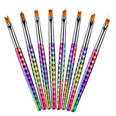 China 8pcs/set Flower Painting Brush Rainbow Nail Art Brush Shade Nail Set Brush for sale